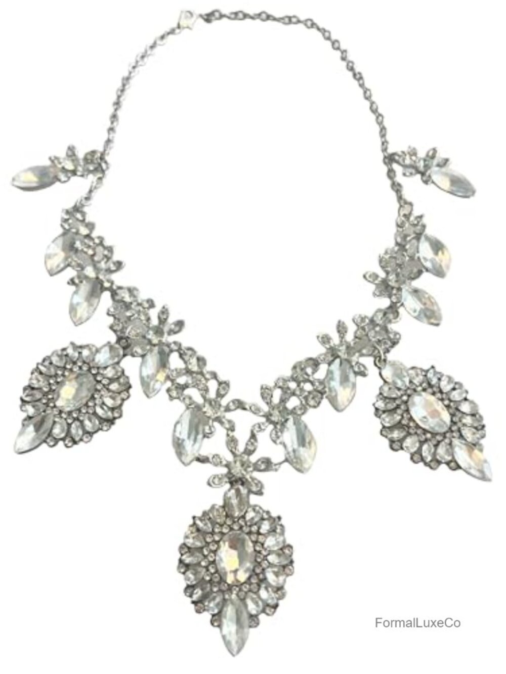Art Deco Rhinestone Chunky Statement Necklace for Wedding Prom Party